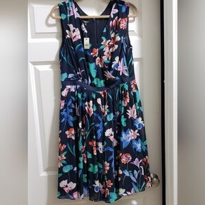 Talbots Navy Floral Midi Dress